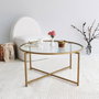 Hanah Home Gold Sun S404 Mesa de Centro con Cristal Templado Dorado